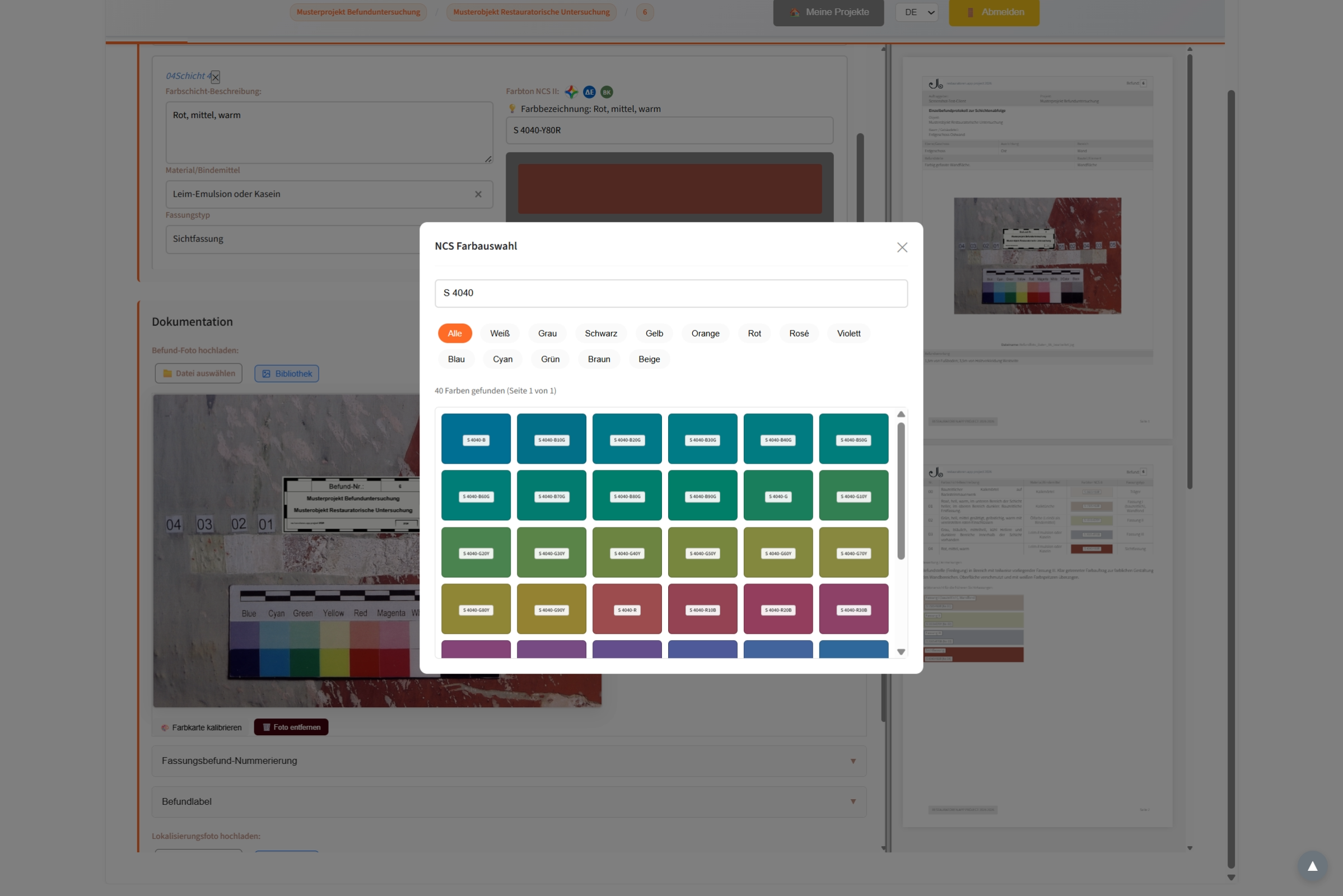 Stratigrafie Befunderfassung mit Farbauswahl
